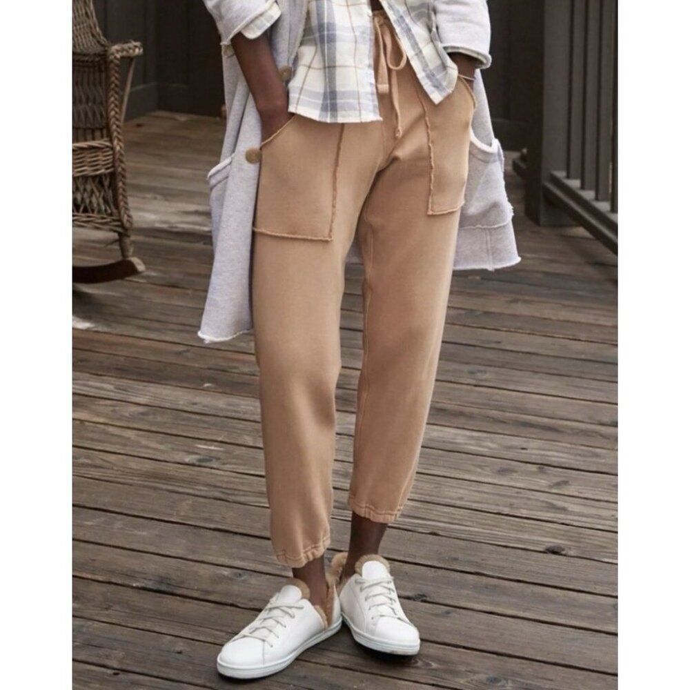 frank & eileen tan tulip ankle sweat pants Solid Tan Camel Xs